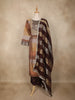 Brown and Gold Floral Embroidered Tissue Silk Salwar Suit with Striped Dupatta