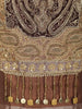 Brown and Gold Floral Embroidered Tissue Silk Salwar Suit with Striped Dupatta