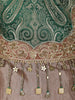 Brown and Green Floral Design Tissue Silk Salwar Suit with Striped Dupatta