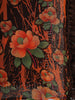 Brown and Orange Floral Printed Chiffon Saree with Stone Embellished Border