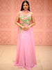 Bubblegum Pink Floral Beads Embroidered Design Net Fancy Lehenga with Choker Dupatta