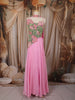 Bubblegum Pink Floral Beads Embroidered Design Net Fancy Lehenga with Choker Dupatta