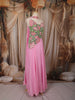 Bubblegum Pink Floral Beads Embroidered Design Net Fancy Lehenga with Choker Dupatta