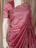 Bubblegum Pink Heave Sequins and Zardozi Embroidered Design Pure Tissue Organza Saree with Designer Border
