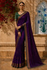 Burgandy Banarasi Saree with Leaf Motif on the Body with Zari Border