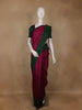 Burgundy And Bottle Green Dual-Tone Handwoven Silk Saree