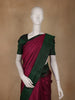 Burgundy And Bottle Green Dual-Tone Handwoven Silk Saree