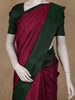 Burgundy And Bottle Green Dual-Tone Handwoven Silk Saree