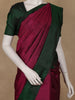 Burgundy And Bottle Green Dual-Tone Handwoven Silk Saree