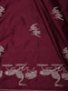 Burgundy Birds Woven Design Semi Banarasi Saree with Self Border