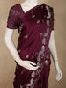 Burgundy Birds Woven Design Semi Banarasi Saree with Self Border