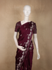 Burgundy Birds Woven Design Semi Banarasi Saree with Self Border