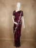 Burgundy Birds Woven Design Semi Banarasi Saree with Self Border