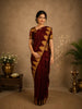 Burgundy Butta Woven Design Pure Kanchipuram Silk Saree with Temple Zari Border