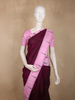 Burgundy Butta Zari Woven Design Pure Kanchipuram Silk Saree with Contrast Border
