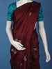 Burgundy Butterfly Motif Woven Pure Kanchipuram Silk Saree