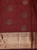 Burgundy Floral Butta Woven Kanchipuram Silk Saree With Zari Border