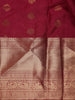Burgundy Floral Butta Woven Kanchipuram Silk Saree With Zari Border