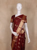 Burgundy Floral Butta Woven Kanchipuram Silk Saree With Zari Border