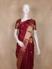Burgundy Floral Butta Woven Kanchipuram Silk Saree With Zari Border