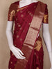 Burgundy Floral Butta Woven Kanchipuram Silk Saree With Zari Border