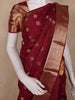 Burgundy Floral Butta Woven Kanchipuram Silk Saree With Zari Border