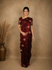Burgundy Floral Butta Zari Woven Design Pure Banarasi Silk Saree with Designer Border