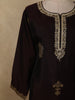 Burgundy Floral Butta Zari Woven Design Satin Straight Cut Salwar Suit with Dupatta