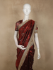 Burgundy Floral Butta Zari Woven Design Tissue Saree with Designer Lace Border