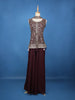 Burgundy Floral Design Georgette Palazzo Suit - Diadem