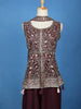 Burgundy Floral Design Georgette Palazzo Suit - Diadem