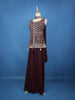 Burgundy Floral Design Georgette Palazzo Suit - Diadem