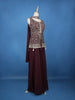Burgundy Floral Design Georgette Palazzo Suit - Diadem