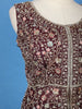 Burgundy Floral Design Georgette Palazzo Suit - Diadem