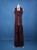 Burgundy Floral Design Georgette Palazzo Suit - Diadem