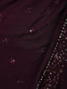 Burgundy Floral Designed Ruffle Drape Georgette Ready To Wear Saree - Diadem