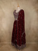 Burgundy Floral Embroidered Design Georgette Lehenga with Dupatta