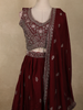 Burgundy Floral Embroidered Design Georgette Lehenga with Dupatta