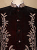 Burgundy Floral Embroidered Velvet Men's Suit