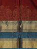 Burgundy Floral Motif Woven Pure Kanchipuram Silk Saree With Zari Border