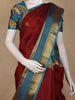 Burgundy Floral Motif Woven Pure Kanchipuram Silk Saree With Zari Border