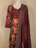 Burgundy Floral Printed Design Cotton Anarkali Salwar Suit with Dupatta