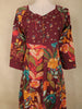 Burgundy Floral Printed Design Cotton Anarkali Salwar Suit with Dupatta