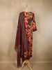 Burgundy Floral Printed Design Cotton Anarkali Salwar Suit with Dupatta