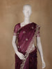 Burgundy Floral Sequins Designed Net Saree