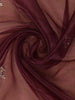 Burgundy Floral Sequins Designed Net Saree
