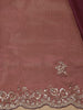 Burgundy Floral Sequins Designed Net Saree