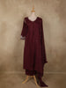Burgundy Floral Thread Embroidered Design Cotton Salwar Suit with Dupatta