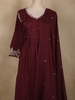 Burgundy Floral Thread Embroidered Design Cotton Salwar Suit with Dupatta