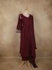 Burgundy Floral Thread Embroidered Design Cotton Salwar Suit with Dupatta